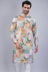 Green and Multi Colored Silk Kurta Pajama - red silk saree