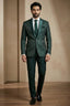 Green Jacquard 2 Piece Suit