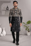 Black Satin Silk Embroidered Indo Western Set