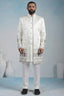 Off White Silk Embroidered Jacket Indo Western Set