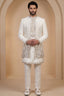 Pearl White Satin Zardosi and Bead Work Kurta Jacket Set