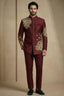 Maroon Satin Embroidered Jodhpuri Suit