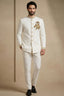 White Silk Beaded Jodhpuri Set