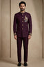 Maroon Beaded Satin Jodhpuri Suit