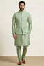 Light Pista Green Banarasi Dupion Kurta Pajama with Jacket