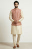 Gold Cream Banarasi Dupion Kurta Pajama with Jacket