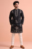 Black Satin Embroidered Kurta Pajama