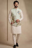 Off White Viscose Embroidered Kurta Pajama with Jacket