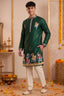 Dark Green Art-Silk Embroidered Kurta Pajama