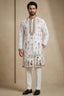 Pearl White Satin Embroidered Kurta Pajama