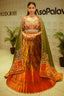 Rust Orange and Golden Tissue Silk Traditional Lehenga with Handworked Blouse - gold silk saree