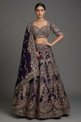 Blue Banarasi Silk All Over Woven Lehenga with Peacock and Animal Motif