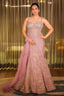 Light Blush Pink Tissue Fish Cut Sequin Beaded Lehenga with Corset - pink saree