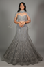 Powder Blue Net Fish Cut Designer Cutdana Sequin Worked Lehenga with Embellished Cape Blouse - blue net saree