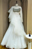 Pearl White Organza Lehenga with Stone Work and Attached Dupatta - white organza saree