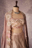 Mauve Silk Designer Sequin Beaded Crop Top Lehenga with Cape Jacket - silk saree
