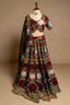 Black Raw Silk Floral Embroidered and Sequin Beaded Worked Lehenga - red silk saree embroidered