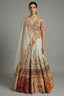 Light Grey Organza Floral Embroidered and Sequin Worked Lehenga - red organza saree embroidered
