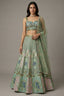 Pista Green Silk Sequin and Cutdana Worked Lehenga - green silk saree