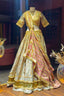 Golden Tissue Silk Plain Lehenga with Designer Blouse - gold silk saree