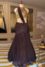 Brown Pleated Fish-Cut Lehenga with Gold Sequin Choli - gold saree holi