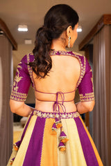 Multi Colored Matka Silk Lehenga with Zari Embroidered and Sequin Work