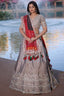 Silver Tissue Beaded and Cutdana Worked Lehenga - silver saree