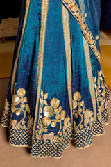 Rama Blue Organza Sequins and Zardosi Worked Lehenga