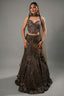 Dark Grey Net Sequin Lehenga - Front View