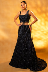 Dusty Pink Net Sequinned Fish Cut Lehenga featuring a sophisticated mermaid silhouette