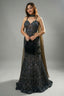 Dark Olive Green Net Fish Cut Lehenga - Front View