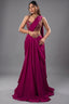 Pink Crepe Satin Draped Lehenga - Front View