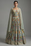 Light Sage Green Corset Lehenga - Front View