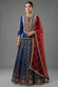 Blue Silk Sequin Embroidered Lehenga Set - Front View