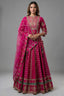 Rani Pink Silk Sequin Embroidered Lehenga Set - Front View