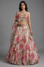 Ivory Organza Floral Printed Lehenga front view bridal wedding fashion
