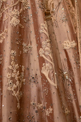 Designer Champagne Brown Silk Lehenga for evening celebrations