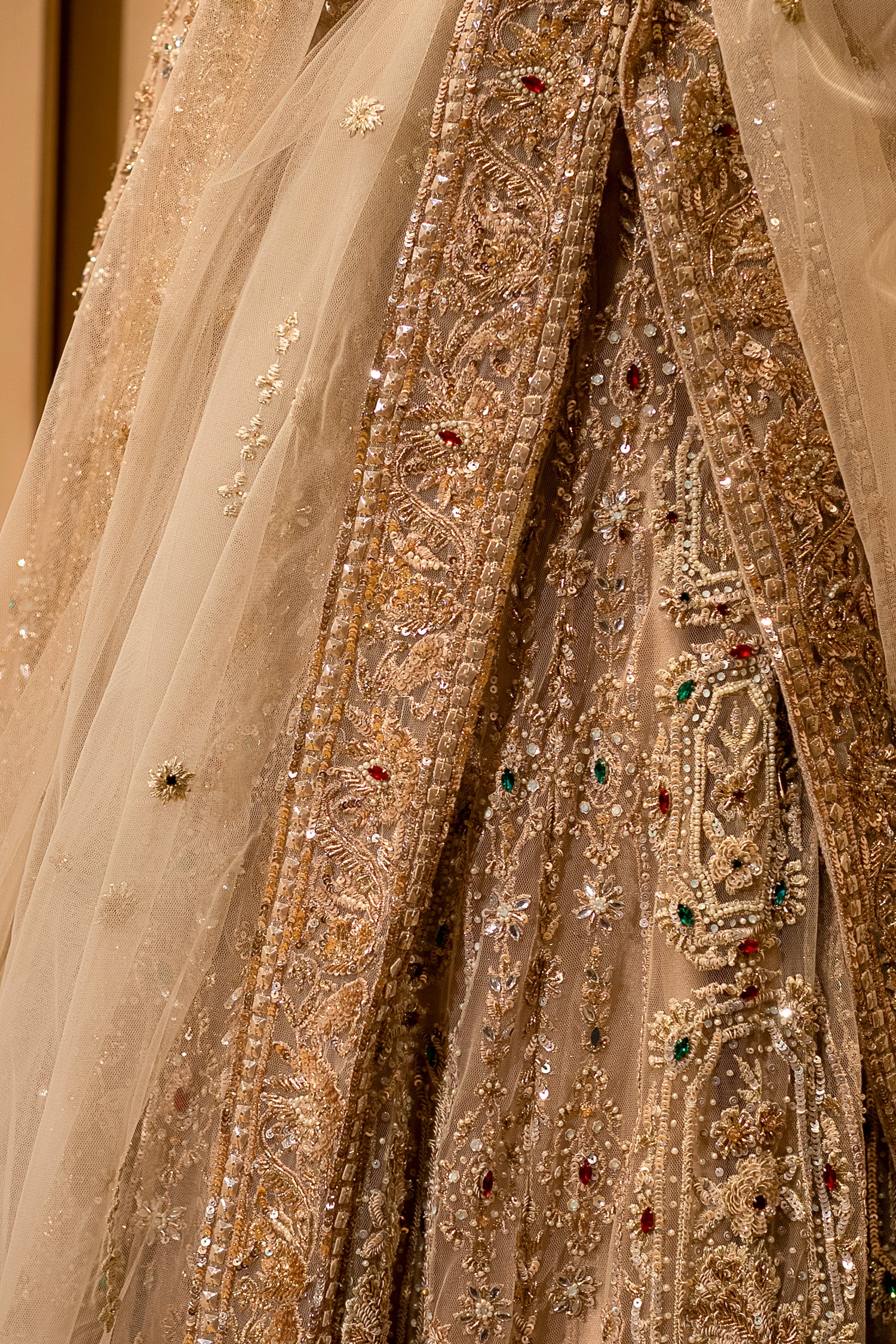 Designer Beige Net Bridal Lehenga for wedding receptions