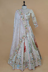 Light Baby Pink Tissue Silk Beaded and Embroidery Lehenga with Patch Work
