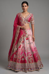 Pink Ombre Tissue Silk Designer Lehenga