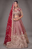 The Majestic Maroon Banarasi Silk Bridal Lehenga Ensemble with Jharokha Zardosi Blouse and Sheer Scalloped Veil