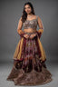 Deep Chocolate Brown Multi-Tonal Glass Tissue Lehenga Set with Encrusted Mirror Work