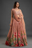 Dusty Rose Chinon Crepe Silk Crush Lehenga with Encrusted Cutdana Bustier Choli