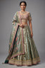 Mint Green Tissue Zari Woven Flared Lehenga with Multi-Textured Lace and Pearl Bustier