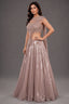 Metallic Dusty Rose Glass Tissue Flared Lehenga Skirt with Encrusted Cutdana Drape Blouse