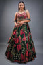 Emerald Green Printed Organza Lehenga featuring Sunburst Sequin and Diamond Bustier