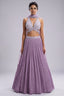 Lilac Chinon Chiffon Silk Lehenga with Embroidery