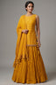 Yellow Chiffon Silk Lehenga with Bandhej Long Top
