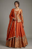 Orange Banarasi Silk Woven Lehenga with Long Blouse