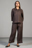 Full length elegant silhouette of contemporary Brown Linen Co-Ord Set